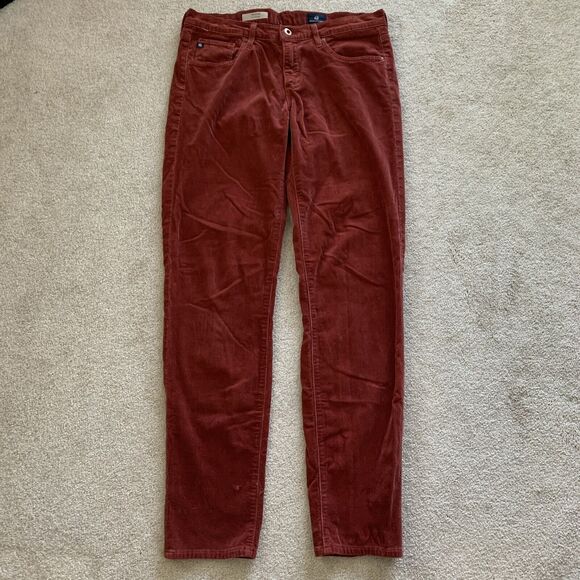 AG ADRIANO GOLDSCHMIED Corduroy Pants Women's 29R Coral The Stevie Slim Straight - Picture 1 of 15